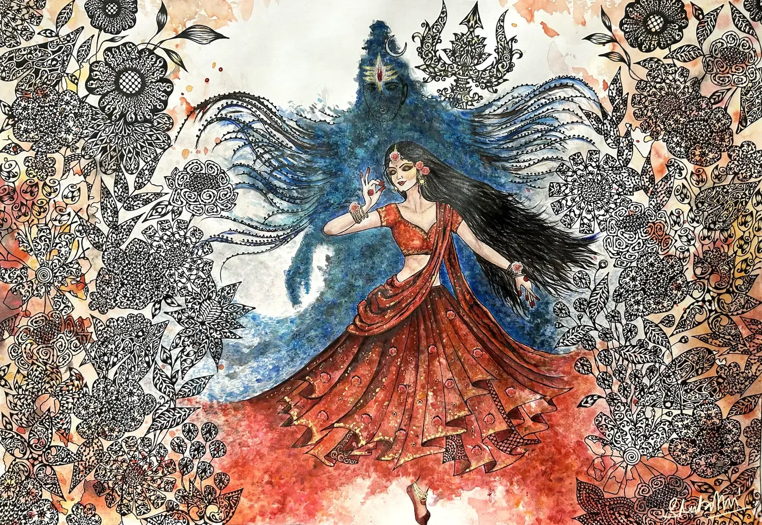 Shiva-Parvati Series: Sammohan, artwork by Shatabdi Mandal