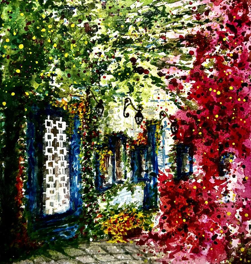 Streets of Santorini 1, artwork by Shatabdi Mandal
